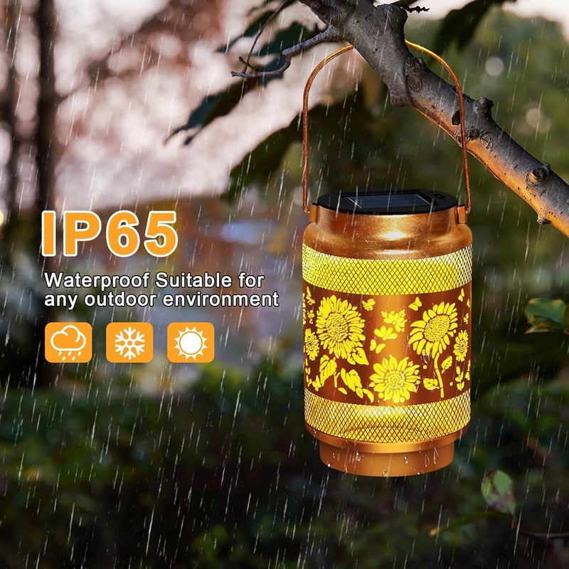 EDOF Sunflower Solar Lanterns Outdoor Waterproof Hanging Solar Lights Garden Decor,Christmas Decorations Birthday Gifts for Women Mom,Garden Decorative Lantern for Backyard Porch Patio Table Yard Lawn - Image 4